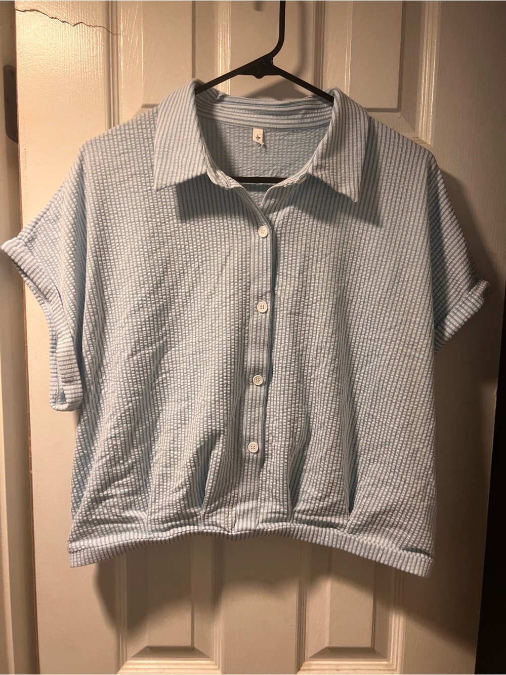 HALARA Light Blue Short Sleeve Button-Down Shirt